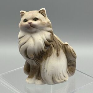 Vtg Porcelain Avon White Gray Persian Long Hair Blue Eyed Cat Figurine 3" T